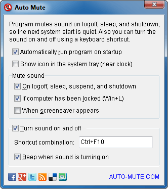 Auto Mute software screenshot